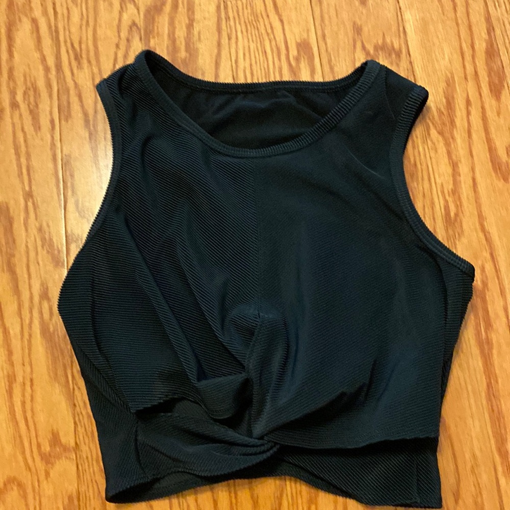 Onzie twist crop top with built in bra